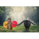 Azië meisje met buffel (5090.1011)