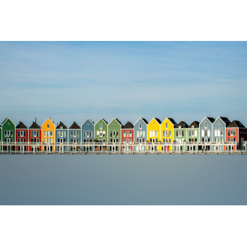 Wanddecoratie © Ruud Engel Photography - Gekleurde Huizen Rietplas Houten (6225.1039)