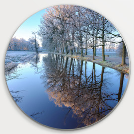 Muurcirkel © Jef Folkert - Winterse ochtend met berijpte bomen gespiegeld in de Drentsche Aa (6221.1051)