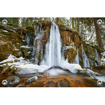 Tuinposter Waterval midden in bos (5052.3019)