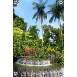 Tuinposter fontein met palmbomen  (5050.3016)