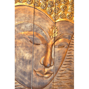 Wanddecoratie Buddha op hout (5085.3003)