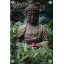 Tuinposter Buddha met roze bloemetje (5085.3013)