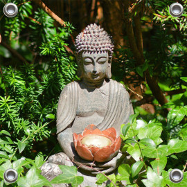 Tuinposter Stenen buddha met lotus (5085.3015)