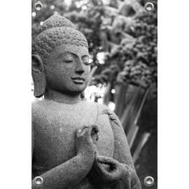 Tuinposter Buddha steen zwart-wit (5085.3021)