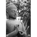 Tuinposter Buddha steen zwart-wit (5085.3021)