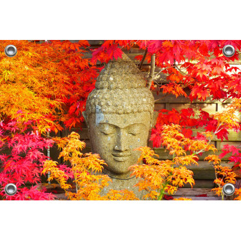 Tuinposter Buddha rood-geel blad (5085.3022)