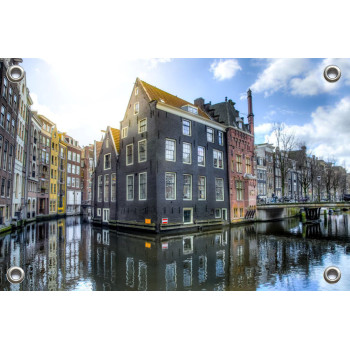 Tuinposter Amsterdam Gracht Hoekhuis (5090.3004)