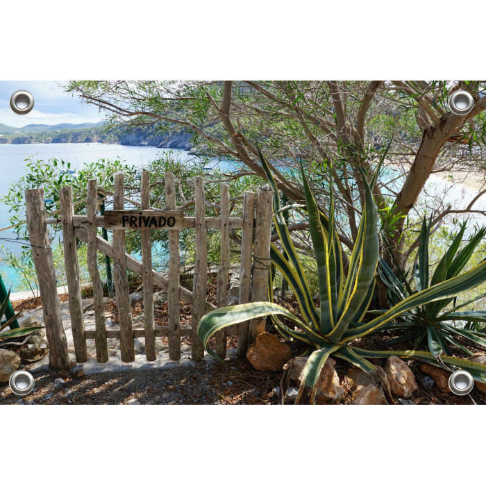 Tuinposter Ibiza tuin aan het strand (5090.3016)