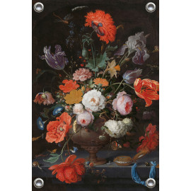 Tuinposter  Stilleven met bloemen en een horloge - Abraham Mignon  ca. 1660 - ca. 1679 (5010.2031)