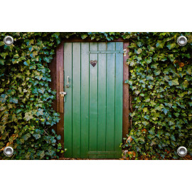 Tuinverruimer-Schuttingposter  - Groene deur met klimop rondom (5054.1132)