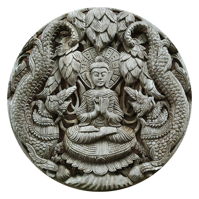 Muurcirkel Buddha in stenen cirkel (5085.1055)