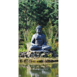 Schuttingposter-Tuinposter 90x180cm - Buddha in Tuin  (5085.3008)