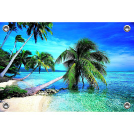 Tuinposter-Schuttingposter Tropisch Strand met Palmbomen  (5051.8003)