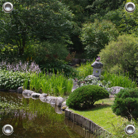 Tuinverruimer-Schuttingposter VIERKANT  - Garden Japans met vijver (5050.3013VK)
