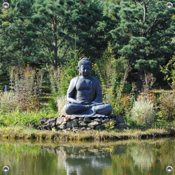 Tuinverruimer-Schuttingposter VIERKANT  - Buddha in Tuin (5085.3008VK)